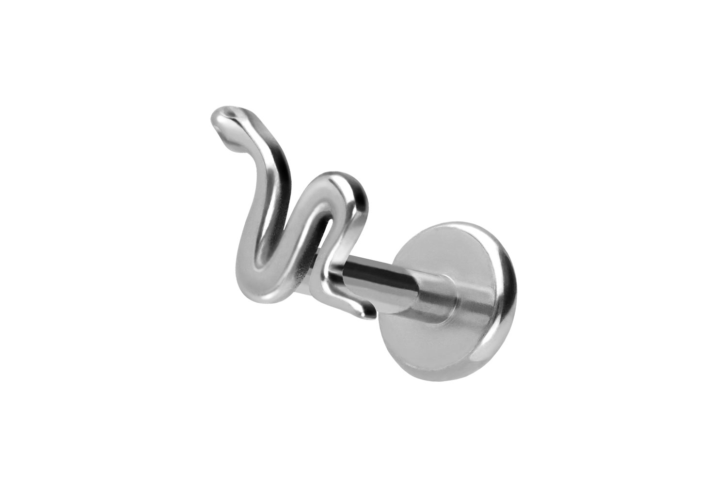 Titan Labret Piercing mit Push Fit SCHLANGE